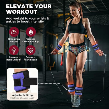 BAGAIL Ankle Wrist Weights for Women & Men, One Pair of 1/2/4/6/8/10 LBS Wearable Leg Arm Weights with Sleek Design & Secure Fit for Walking, Running, Pilates, Home Fitness & Physical Therapy