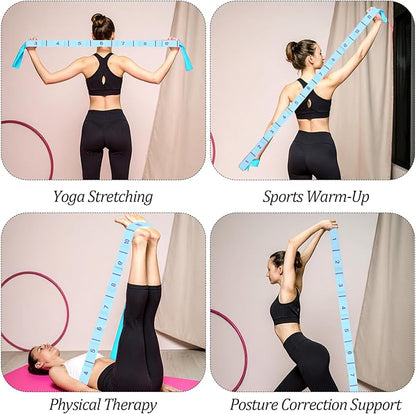 Yoga Bands For Stretching 11 Loops Yoga Stretch Strap With Loops Elastic Physical Pilates Stretch Band For Flexibility(Blue)