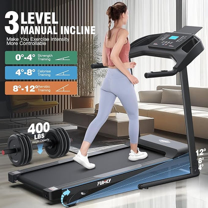 Treadmill with Incline & Sit Up Bench, Smart Treadmills for Home with Body Fat Measurement & Heart Rate Sensor, 3.5HP Foldable Heavy Duty Treadmill 350 LB Capacity Multifunction Exercise Equipment