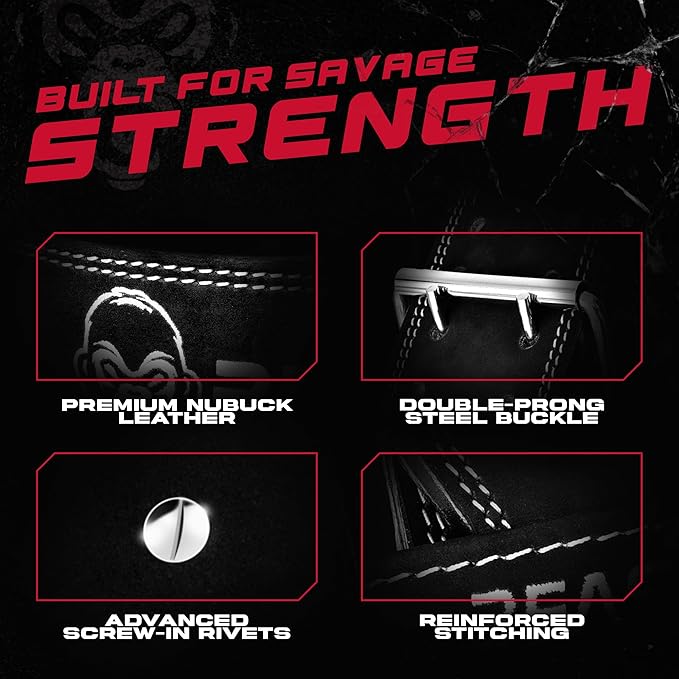 Beast Gear Weight Lifting Belt - Leather Power Lifting Belt for Men，10mm Thick Weightlifting Belt for Deadlifts, Back Support Squats Belts for Powerlifting, Crossfit Gym Belt for Men Women