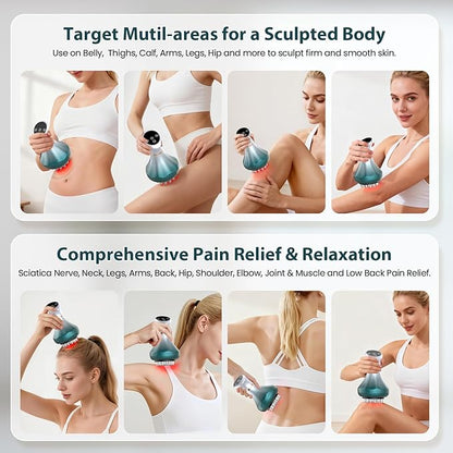 Lymphatic Drainage Massager, Anti-Cellulite Massager For Body Cellulite and Thigh & Belly Stretch Marks Reduction, Handheld Massage tools for lymphedema & lipedema, Sciatica Nerve pain relief Devices
