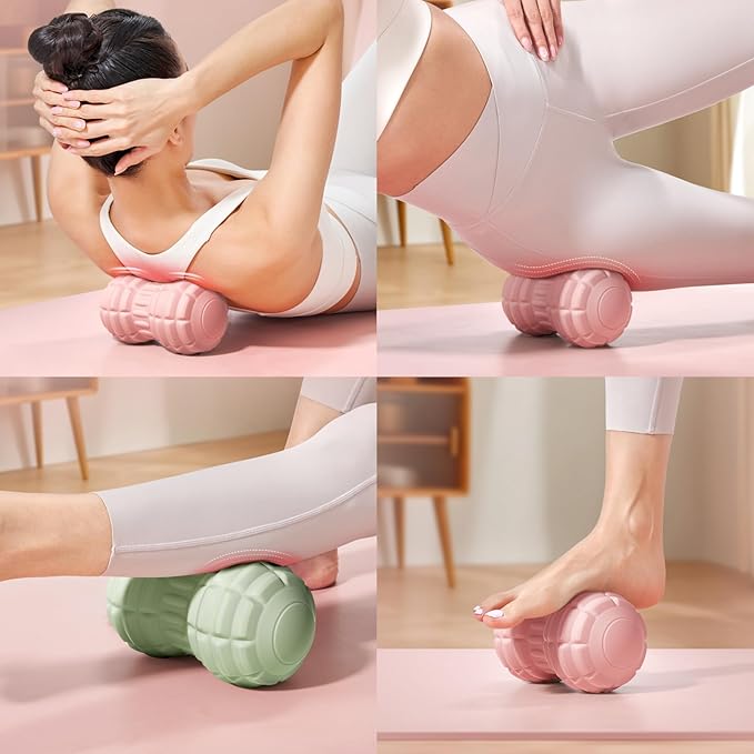 Vibrating Peanut Massage Ball for Back, Neck, Leg, Foot and Body, Portable Deep Tissue Muscle Roller for Trigger Point Massage, Myofascial Release and Psoas Release Tool (Green)