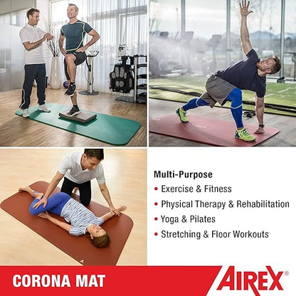 AIREX Corona 200 Premium Exercise Mat for Yoga, Physical Therapy, Rehabilitation, Balance & Stability Exercises, Pilates, Aerobics 78" x 39", Charcoal