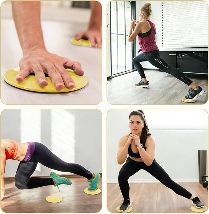Exercise Core Sliders Glid Discs 2 Pack - Dual-Sided Workout Sliding Discs for Home Gym, Pilates, Physical Therapy, Ab & Full Body Training