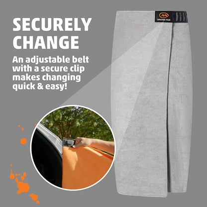 Orange Mud Transition Wrap Extreme – Waterproof Car Seat Cover & Changing Towel for Athletes – Sweat-Proof, Secure Fit, Quick-Dry – Triathlon, Running, Gym – Grey