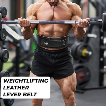 Genuine Leather Lever Weight Lifting Belt |10mm | Gym Belts | Weight Lifting Belts for Men and Women | Grain Leather Weightlifting Belt | Workout Belt | Powerlifting Belt for Back Support | Squats
