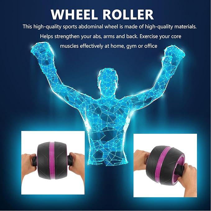 Automatic Rebound Ab Roller Wheel Fitness Equipment for Home Gym Core Strength Training and Silent Abdominal Trainer with Ergonomic Handle for Men and Women Beginners and Advanced
