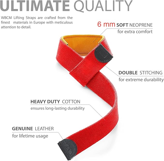 WARM BODY COLD MIND Lasso Lifting Wrist Straps for Cross Training - Rated at 770 lb - Hand Wraps for Olympic Weightlifting, Powerlifting, Weight Lifting, Bodybuilding Strength Deadlift Gym Bar, Cotton