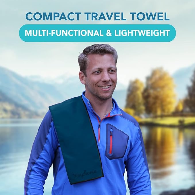 Youphoria Microfiber Travel Towel Fast Drying Lightweight - Quick Dry Towel for Camping, Beach, Backpacking, Hiking & Sport