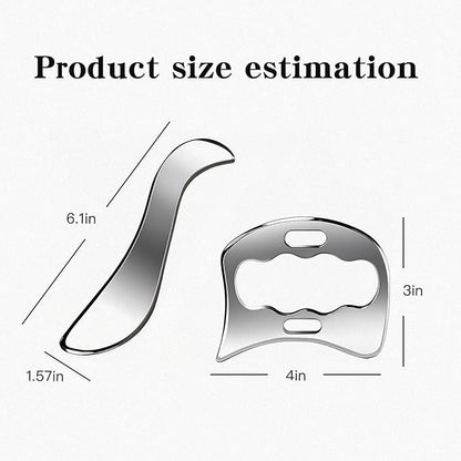 2-in-1 Stainless Steel Gua Sha Muscle Scraper Tool Set - for Myofascial Release, Physical Therapy & Deep Tissue Massage（S&D）