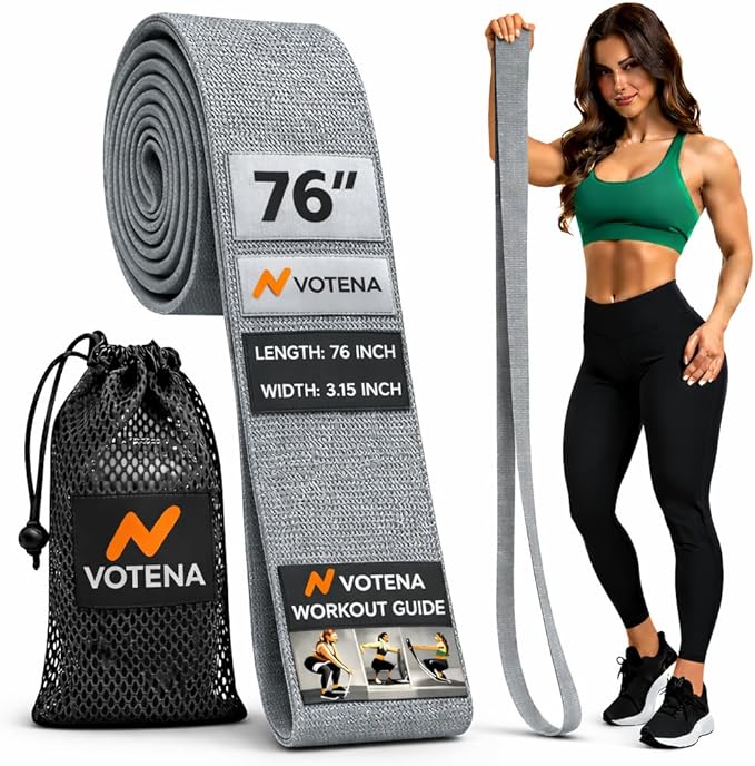 76 Inch Fabric Resistance Band - Extra Long Heavy Duty Exercise Loop for Full Body Stretching, Pull Up Assist & Yoga - Non-Slip Durable Cloth Workout Band for Men & Women, Home Fitness & Mobility
