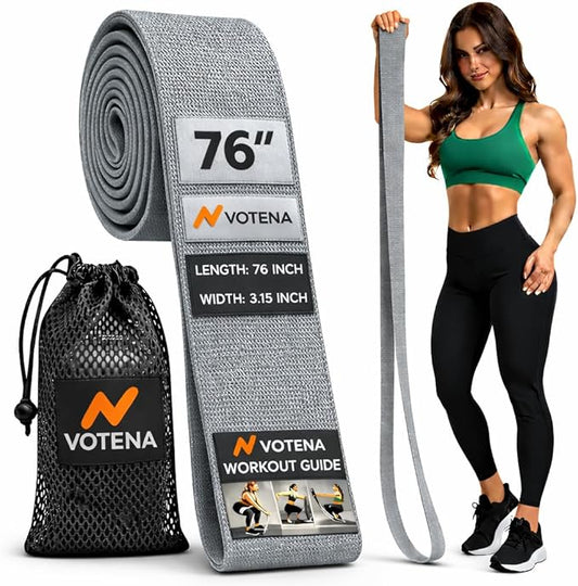 76 Inch Fabric Resistance Band - Extra Long Heavy Duty Exercise Loop for Full Body Stretching, Pull Up Assist & Yoga - Non-Slip Durable Cloth Workout Band for Men & Women, Home Fitness & Mobility