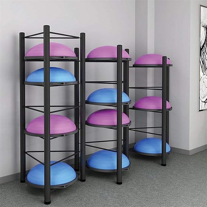 Balance Ball Half Rack 3/5/6/7 Tiers, Iron Half Exercise Balls Holder for Yoga Ball, Home Gym Studios Standing Balls Balance Trainer Shelf