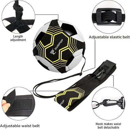 Soccer/Volleyball/Rugby Trainer, Football Kick Throw Solo Practice Training Aid Control Skills Adjustable Waist Belt for Kids Adults