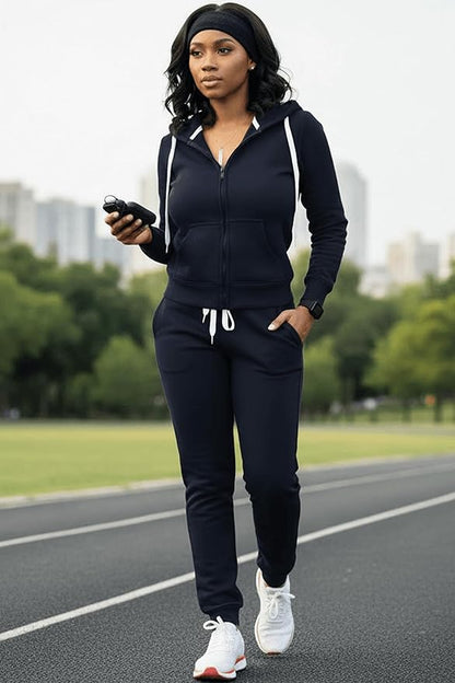 CLOCOR Track Suits for Women Set - Casual 2 Piece Outfits Sweatsuit Pocket Hoodies Long Sleeve with Patchwork Pants Set