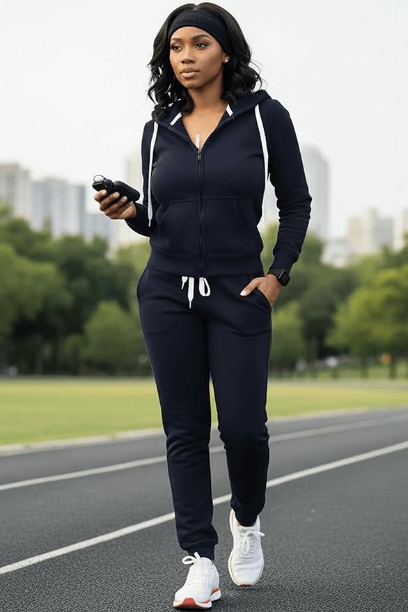 CLOCOR Track Suits for Women Set - Casual 2 Piece Outfits Sweatsuit Pocket Hoodies Long Sleeve with Patchwork Pants Set