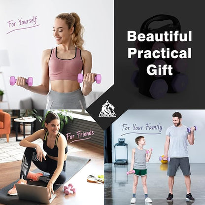 LIONSCOOL Set of 2 Neoprene Coated Dumbbell Hand Weights, Anti-Slip and Anti-Roll Hex Dumbbells in Pair for Strength Training, Resistance Training