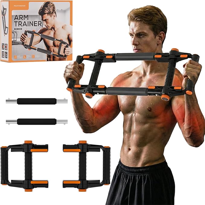 Twister Arm Trainer, Arm & Chest Workout Equipment for Men, Adjustable Handle (0-90°) & Resistance (50-110lbs), Transform into Push-Up Bars, Portable Home Gym