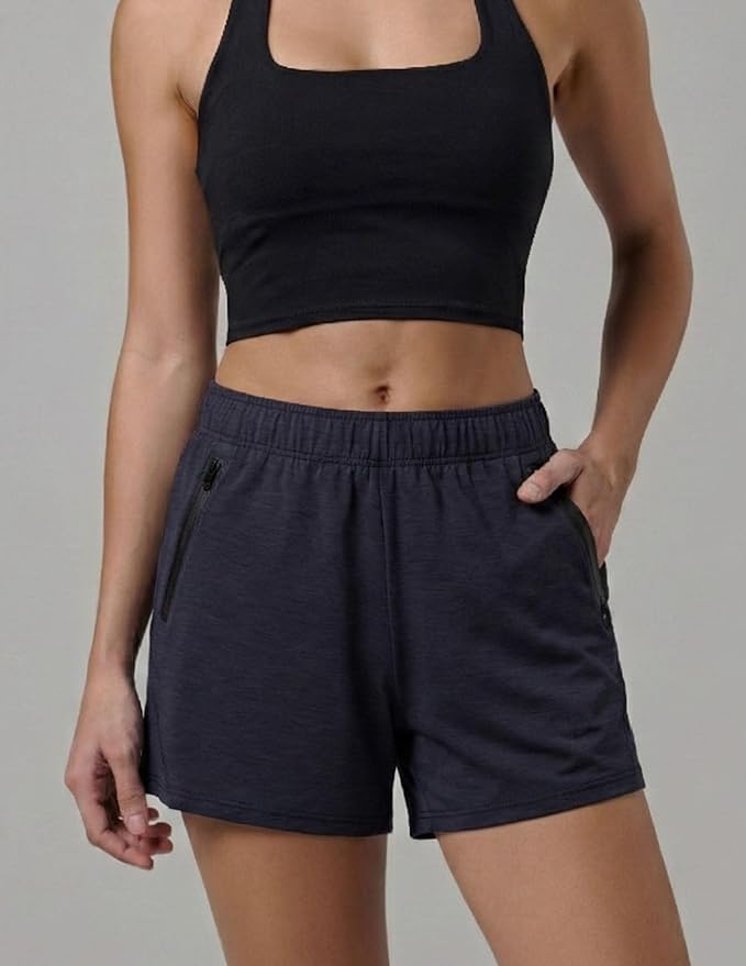 Liberty Imports 1 or 5 Pack Womens Lounge Workout Shorts with Zipper Pockets 5" Inseam Lightweight Athletic Casual Shorts