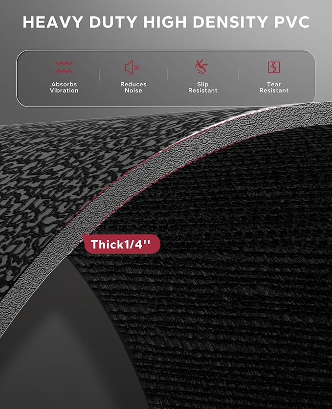 HAPBEAR Treadmill Mat – 68"x24"x1/5" Thick Non-Slip Foldable Exercise Equipment Mat for Walking Pad, Weight Bench & Treadmill – Shock Absorbing Floor Protector for Home Gym, Carpet & Hardwood Floors
