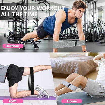 Exercise Bands, 3 Levels Fabric Resistance Bands for Working Out, Workout Bands Resistance for Women & Men, Multi-Colored Fabric Booty Bands for Leg Strength Training, Rehab, Yoga