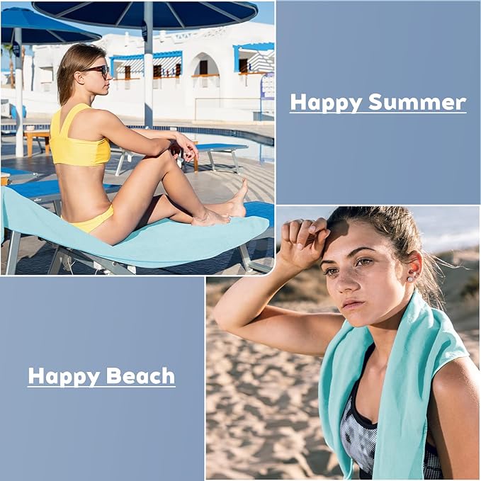 Tian qing Microfiber Towel Set, 3 Piece, Fast Drying, Soft Touch, Lightweight, Multiple Sizes for Beach, Backpacking Camping Hiking Gym Yoga Swimming Travel (Wathet, Large)
