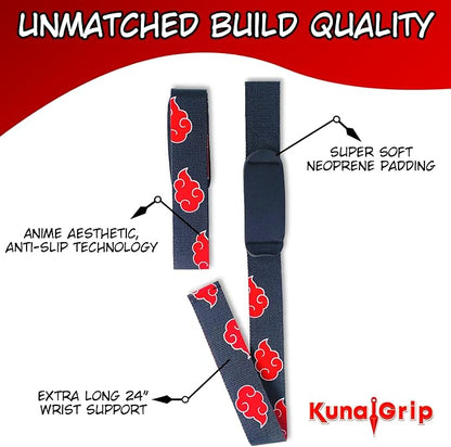 Anime Lifting Straps - Padded Wrist Straps for Weightlifting, Bodybuilding, Gym Workouts, Powerlifting, Deadlifts & Fitness (Soft Cotton 23.5 inch, 1 Pair)