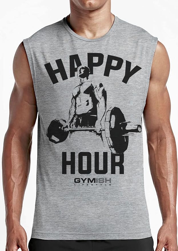 Gymish Lifestyle Happy Hour Deadlift Work Out T-Shirt, Weightlifting Gym Shirts