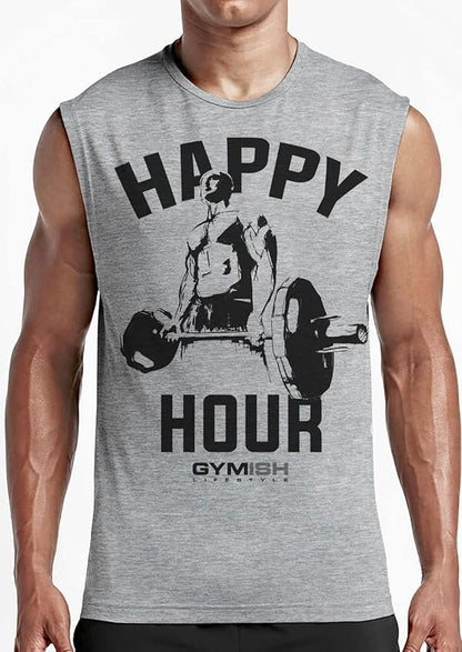 Gymish Lifestyle Happy Hour Deadlift Work Out T-Shirt, Weightlifting Gym Shirts