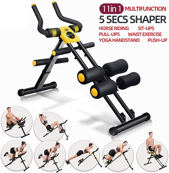 Foldable Ab Workout Machine for Home Gym – Adjustable Core & Waist Trainer for Women, Full Body Abdominal Exercise Equipment with Resistance Bands & LCD Display