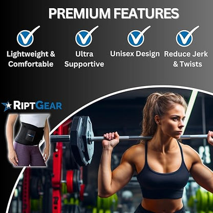 RiptGear Back Brace for Lower Back Pain Relief - Breathable Back Brace for Men and Women - Ideal for Lifting, Work, Sciatica, Herniated Disc, and Lumbar Support - Black, Medium (Waist: 28"-31")