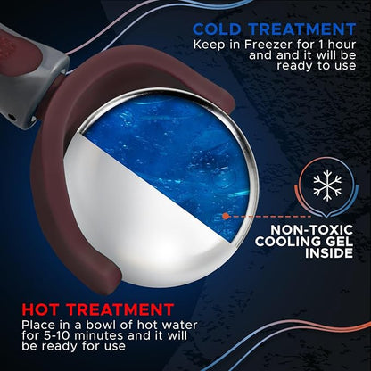 PRIME Fitness Cold Massage Roller Ball | Cold Therapy | Ice Roller Ball with Handle | cryo Stick | Relieve Muscle Pain (Maroon)
