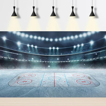 Ice Hockey Photography Background Hockey Stadium Arena Ice Rink Backdrop Sport Stage Lights Spotlight Ice Hockey Match Games Backdrops Decors Ice Hockey Arena Backdrop Background Props 9x6ft