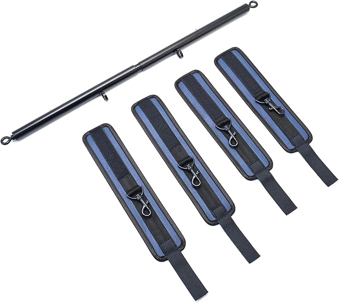 Heavy Duty Stainless Steel Expandable Spreader Bar with 4pcs PU Black--Pink Skull Pattern Detachable Adjustable Straps,Workout Bar for Home Indoor Gym Training Kit