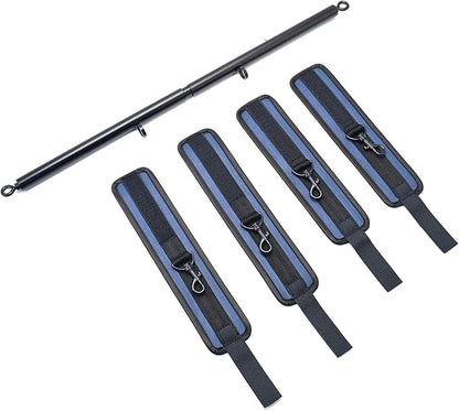 Heavy Duty Stainless Steel Expandable Spreader Bar with 4pcs PU Black--Pink Skull Pattern Detachable Adjustable Straps,Workout Bar for Home Indoor Gym Training Kit