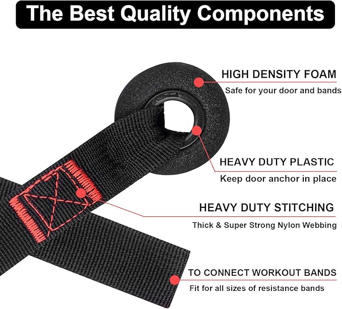 Heavy Duty Door Anchor for Exercise Bands - Secure Door Jamb Anchor System - No Damage, Larger Size