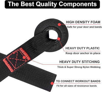 Heavy Duty Door Anchor for Exercise Bands - Secure Door Jamb Anchor System - No Damage, Larger Size
