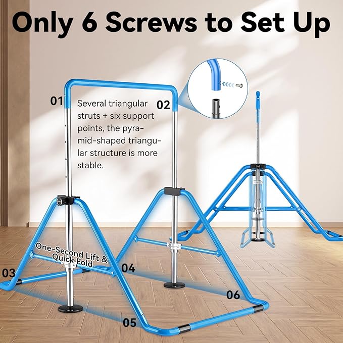Kids Gymnastics Bar Gymnastic Equipment for Home Adjustable Height Gymnastic Training Bar Gymnastic Stuff for 3-7 Years Old Girls