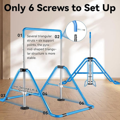 Kids Gymnastics Bar Gymnastic Equipment for Home Adjustable Height Gymnastic Training Bar Gymnastic Stuff for 3-7 Years Old Girls