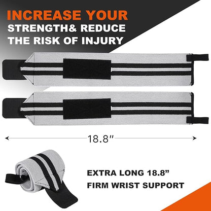Lifting Straps and Wrist Wraps, 24" Lifting Wrist Straps Padded Neoprene for Weightlifting, Powerlifting, Deadlifts 18" Weightlifting Wrist Wraps with Heavy Duty Thumb Loop for Strength Training, Bodybuilding