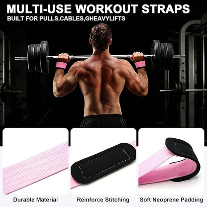 Weight Lifting Straps Anti-Slip Padded Wrist Wraps - Heavy Duty Gym Wrist Support for Deadlift Powerlifting Strength Training - Universal Fit for Men Women