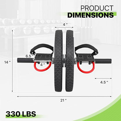 Ab Roller Wheel with Non-Slip Handle, Home Gym Fitness Equipment for Abdominal Core Workout, Ab Roller for Men & Women, Supports Up to 330 lbs, Black