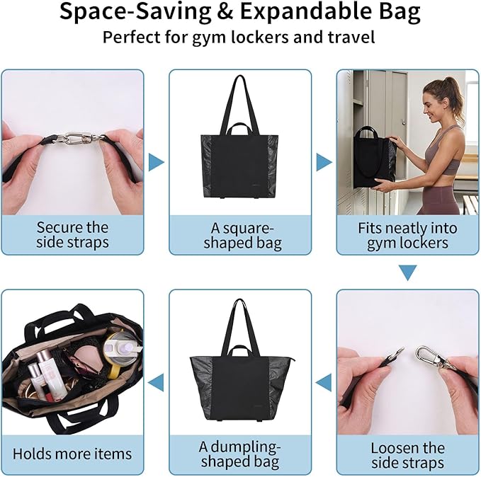 Tote Bag for Women, Lightweight Versatile Gym Travel Bags with Yoga Mat Strap, Wet Pocket, Shoe Bag & Cosmetic Pouch, Everyday Tote for Workout Fitness Pilates Swimming Work Stylish Handbag