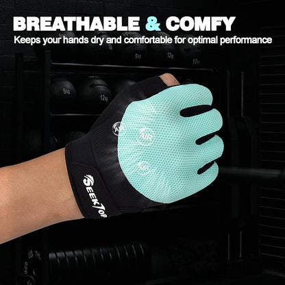 Seektop Breathable Workout Gloves for Women & Men, Thick Padded Weight Lifting Gloves, Full Palm Protection, Excellent Grip for Gym Fitness and Training, Exercise, Cycling