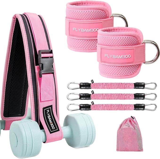 Hip Thrust Belt for Weights and Ankle Resistance Bands With Cuffs for Working Out,Hip Thrust Belt for Dumbbells Heavy, Kettlebells, Plates,Hip,Leg and Booty Builder, Glute Bridge Band
