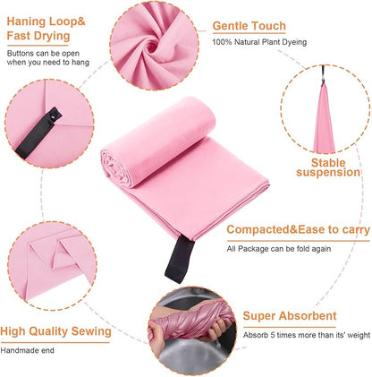 Tudomro 5 Pcs Microfiber Gym Towels Quick Dry Camping Towel for Women Men Gym Sweat Sports Towel for Yoga Tennis Running Swimming Exercise Working Out(Multicolor,23.6 x 47.2 '')