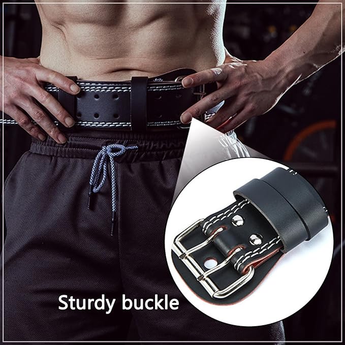 Luwint Weight Lifting Belt, 5.9" Wide PU Leather Belt with Lower Back Support, Gym Bodybuilding Belt with Lifting Straps for Powerlifting & Weightlifting