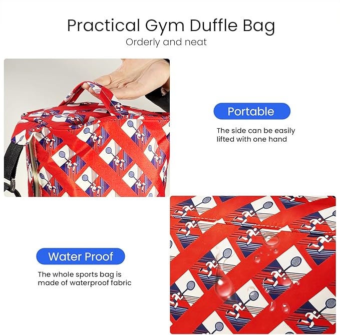 C&F BOGMOST Small Gym Bag for Women & Men,Small Lightweight Duffel Bag Carry On Bags Mini Duffel Travel Bag Waterproof Sports Bags for Workout/Sport/Trave,Sports Racket