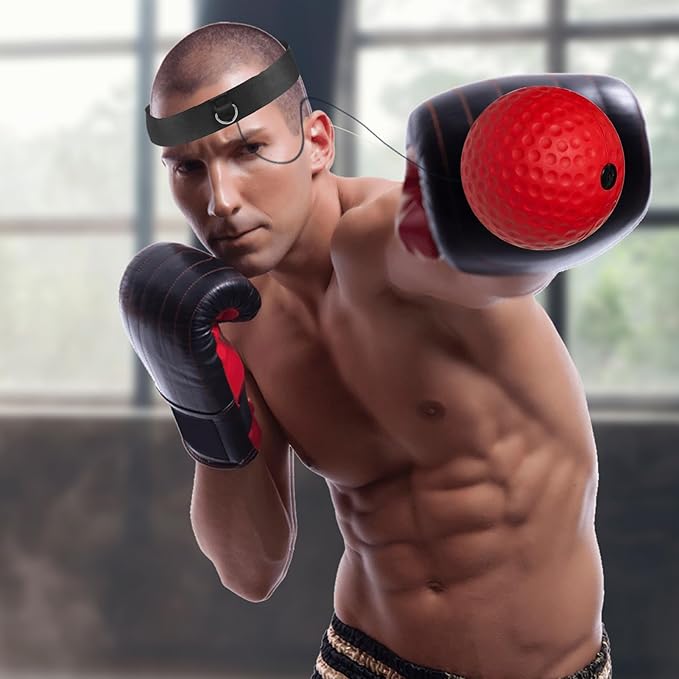 Reaction Balls Training Set - 3-Size Ball Pack, React Reflex Balls All Ages Headband, Free Cord, Child Boxing Training Headband ReactBall | Portable Fitness Reflex Ball for Home Gym Outdoor