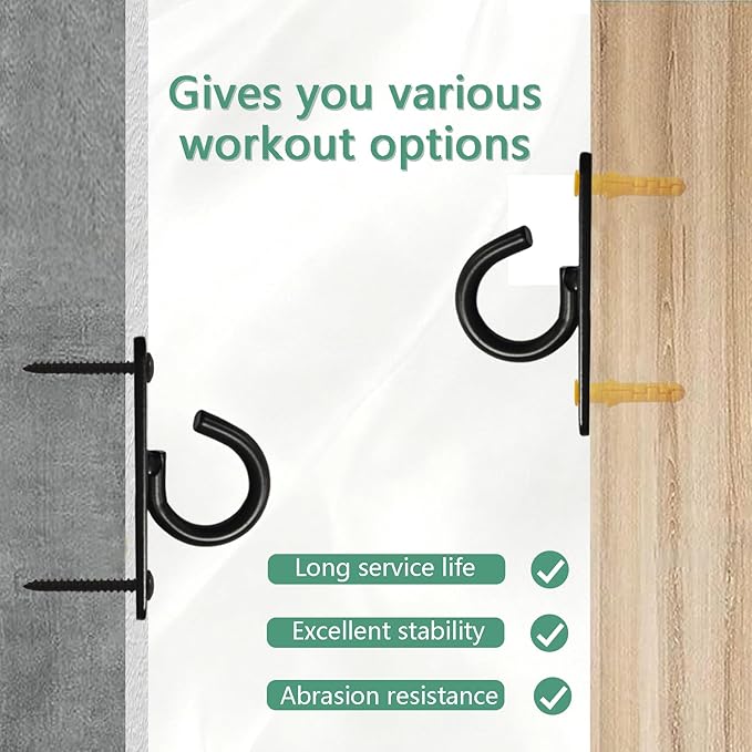 4 Pcs Resistance Bands Door Anchor, Battle Rope Anchor, Ceiling Hooks Heavy Duty, Wall Mount Bracket for Strength Training, Yoga, Home Gym